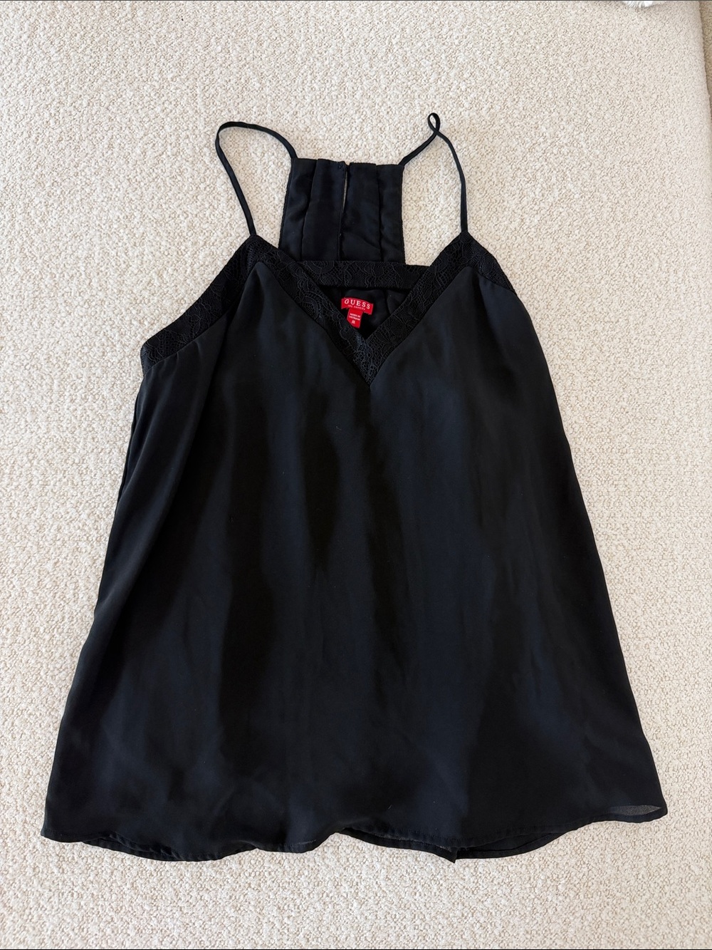 Guess Black Lace-Trim Tank Top - Size medium